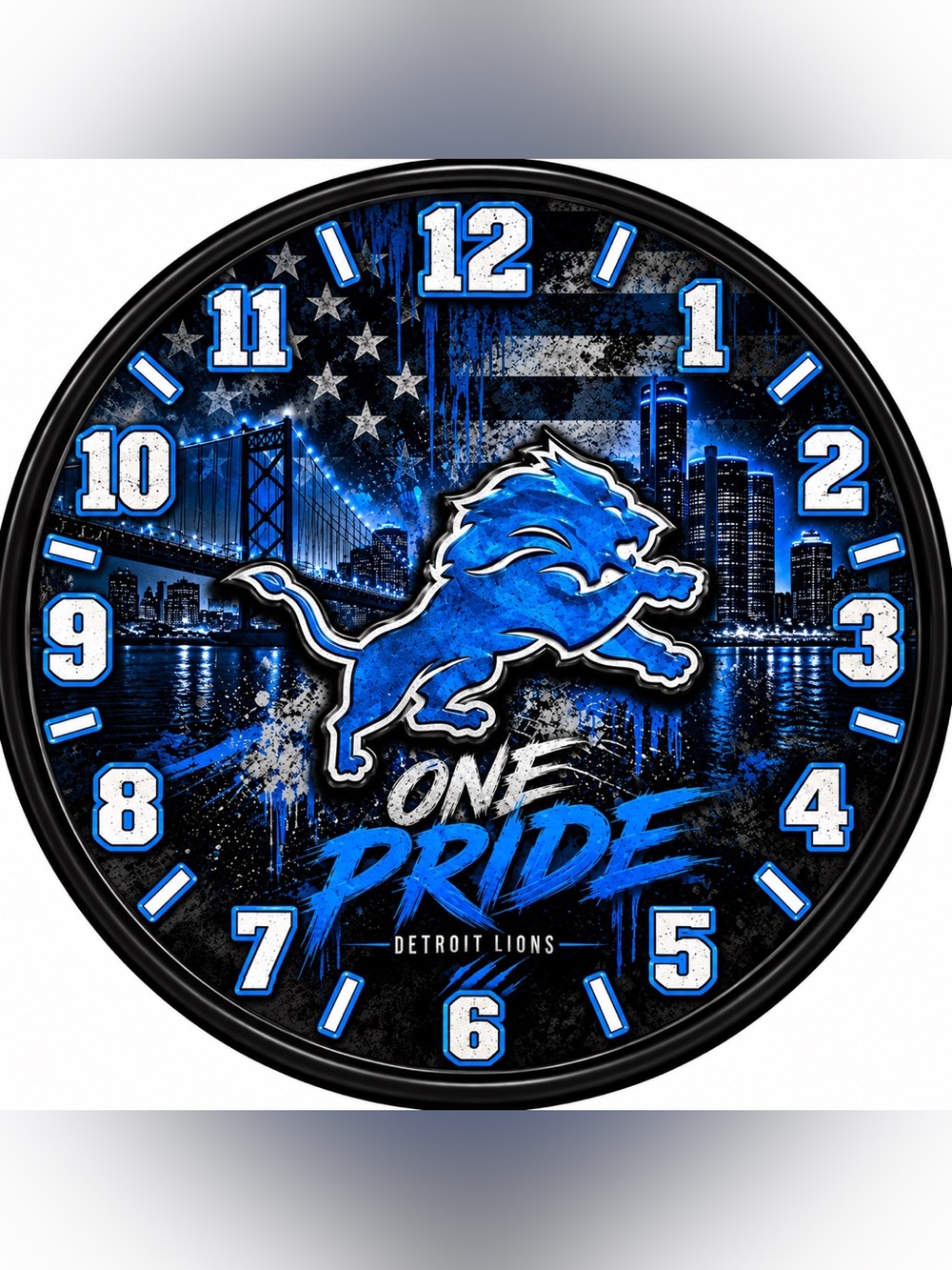 Detroit Lions One Pride Blue Wall Clock - Official Team Design
